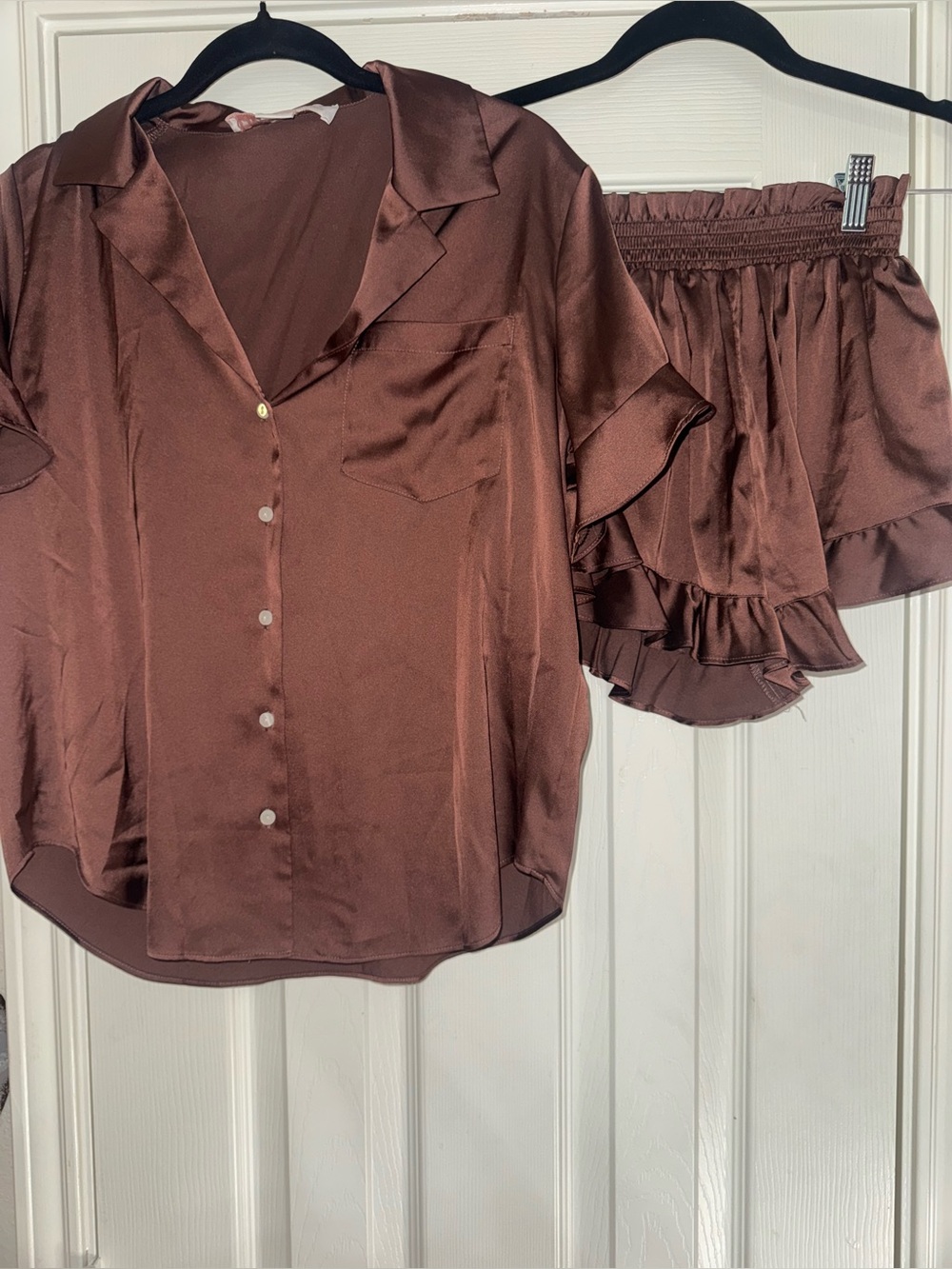 Birdy Grey  Button-Front Women's Pajamas in Chocolate Brown
